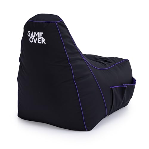 Game Over Mini Fauteuil Pouf de Jeu pour Enfants 8-Bit | Salle de Jeux Intérieure Fauteuil Gamer | Poches Latérales pour Manettes | Support de Casque | Conception Ergonomique (Peau de Dragon)