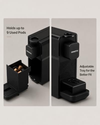 Image of Capsule Coffee Machine Compatible with Nespresso OriginalLine - 20 BAR Pump, 3 Cup Sizes, Fast Heat-Up, Adjustable Tray & Detachable Magnetic Pod Holder, Compact Design with Auto Shut-Off