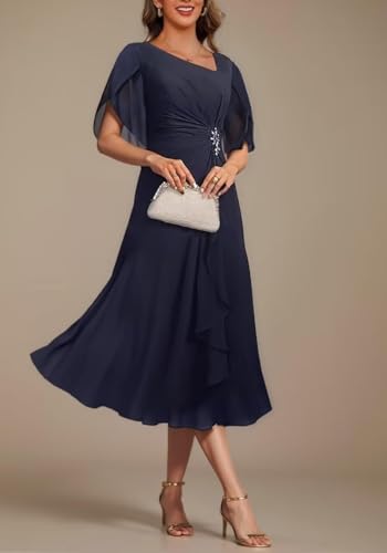 Chiffon Mother of The Bride Dresses for Wedding Ruffle Long Formal Dress Beaded Wedding Guest Dress4