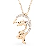 Bling Craft - Collar náutico con colgante de delfín moissanita para mujer, plata de ley 925 chapada en oro de 14 quilates (color D, VVS1), 18 Inch Silver Chain, Plata esterlina, Moissanita