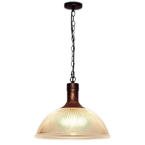 Lustre suspension E27 industriel rétro plafonnier en verre rayé pour salon et loft