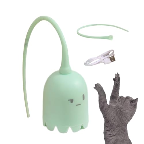 Xinhuju Juguete de de Gato - Teaser de Cola de Silicona automática para Interiores | Juguete de Mascota Interactivo para gorditos Que Necesitan Ejercicio, de maniobra Duradera para e