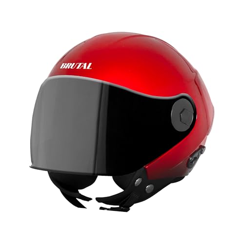 Image of Steelbird SBH-64 Brutal Plus Reflector ISI Certified Open Face Helmet for Men and Women with Extra Smoke Visor