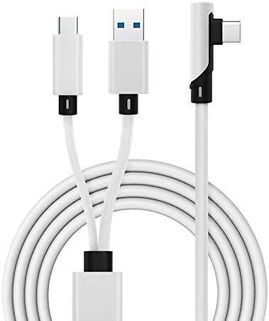 VRJEUGO Designed for Oculus Quest 2 Link Cable, 2-in-1 Powered Link Cable USB 3.0 Stream PC Games While Keeping Headset Charged, 16FT/5m
