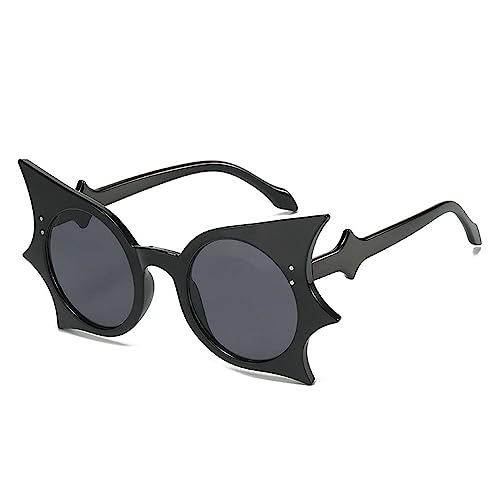 Butterfly Shaped Sunglasses for Women Men Vintage Round Sun Glasses Retro Rave Party Halloween Glasses UV400 (black)