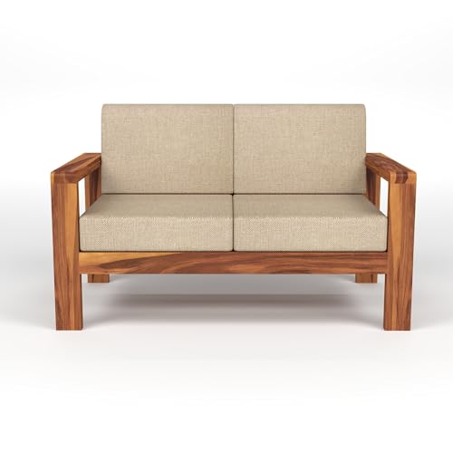 Image of KINGS HOME FURNITURE Sheesham Wooden 4 Seater Sofa for Living Room | Solid Wood Sofa | Rosewood Sofa Set for Home & Office | Lounge (Honey Finish, 4 Seater)