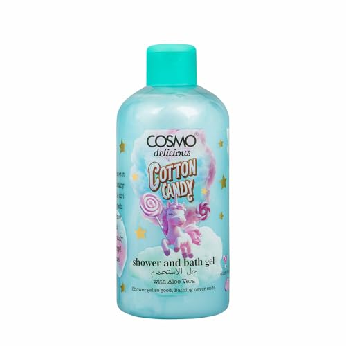 Cosmo Delicious Cotton Candy With Aloe Vera Shower & Bath Gel 350ml Hydrating & Refreshing Body Wash Sweet Cotton Candy Fragrance Dead Skin Removal Body Cleanser Shower Gel For Women & Men