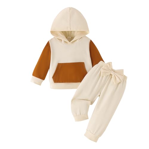 Image of LUNFEGO Baby Girl Clothes Infant Toddler Outfits Hoodie Sweatshirt Tops + Pants with Bows Set Baby Girls' Clothing