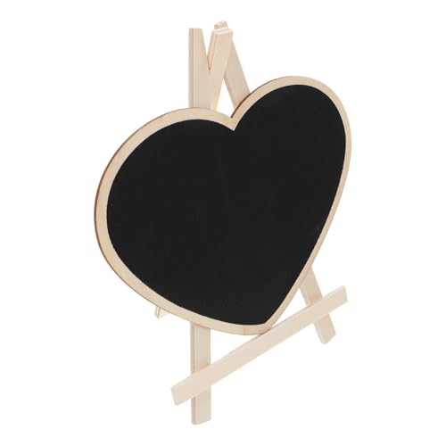 OSALADI Pizarra Vertical de Madera Base en Forma de Corazón 20x15 Cm, Mini Pizarra Decorativa para Escritorio Infantil, Soporte para Mensajes y Dibujos, Adorno Práctico para Hogar