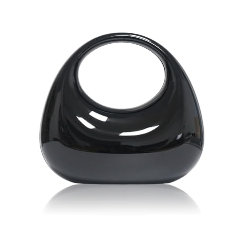 FUKEFUKEUS Acrylic Evening Handbags for Women Unique Moon Shape Clutch Purse Top-handle Hobo Bag for Wedding Party Cocktail