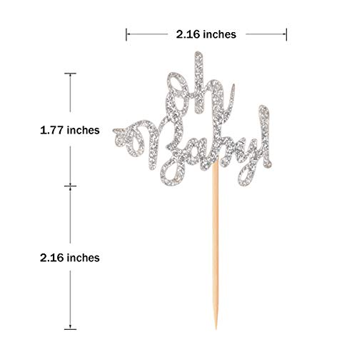 Donoter 48 Pcs Silver Glitter Oh Baby Cupcake Topper Picks For Baby Shower Party Cake Decorations #TOP1