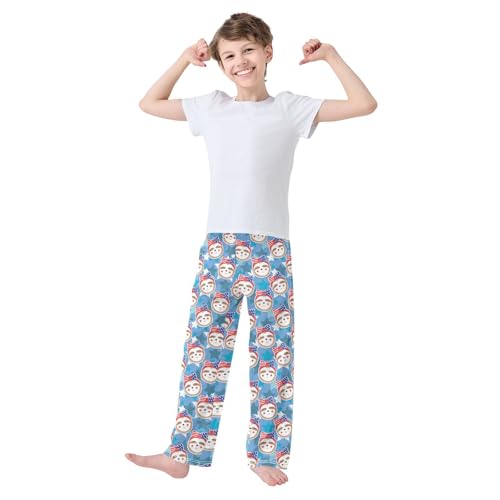 ZZXXB American Sloth Star Boys Long Pants Soft Trousers Elastic Waist Kids Lounge Bottoms with Pockets S-XL2