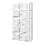 MAGINELS Plastic Storage Cabinet Pantry Cabinet with Doors and Shelves, 5 Tier White