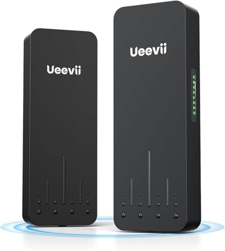 Wireless Bridge Point to Point Outdoor | 5.8GHz WiFi Brigdge | 5KM Long Range | Dual 1000Mbps Ports | IP66 Weatherproof | 24V PoE Black for Barn/Farm/Shop