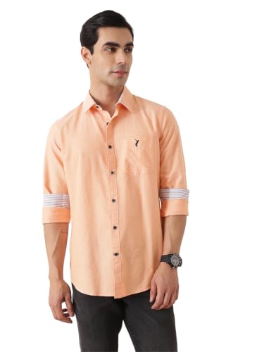 Image of Thomas Scott Men Premium Slim Fit Solid Cotton Twill Full Sleeve Shirt
