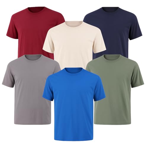 6-Pack Men’s Cotton Crew Neck T-Shirts