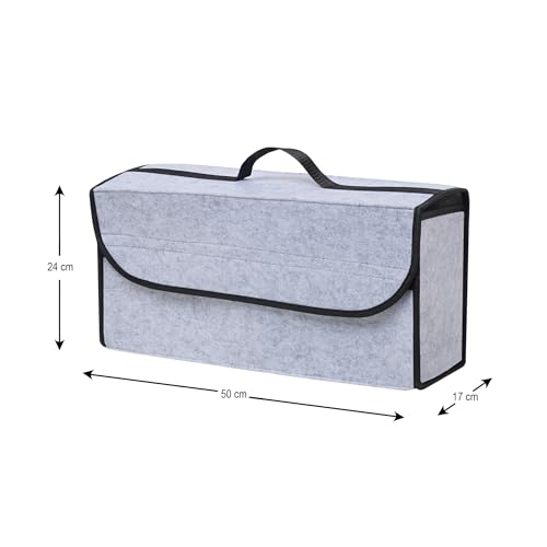 Image of JVCV Large Car Trunk Boot Organizer, Car Storage and Organizer Anti Slip Car Accessories Organizer for Car, Suv, Sedan, Truck, Minivan Anti Slip Bottom (LARGE - Light Grey).