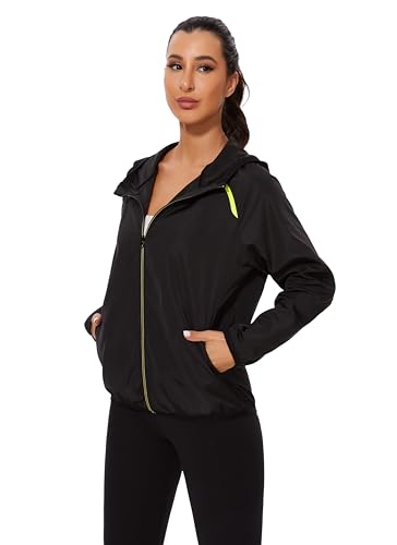 NINGMI Black Waterproof Hooded Raincoat for Women, Large - Image 2