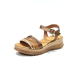 Paula urban Sandalia de Piel, con cuña de Goma - 24-838 para: Mujer Color: Cuero Camel Talla: 41