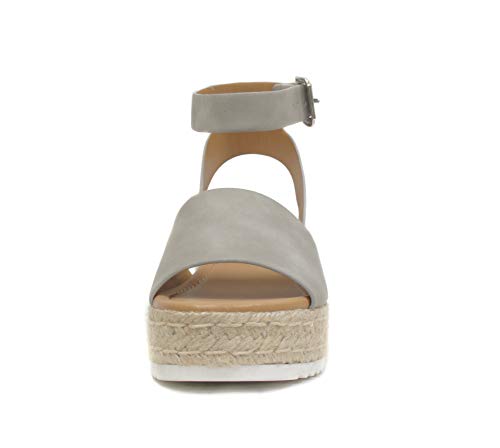 Image of Soda Topic Open Toe Buckle Ankle Strap Espadrilles Flatform Wedge Casual Sandal
