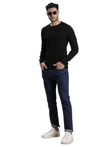 Pull en tricot noir homme col rond doux qui ne gratte pas - 6