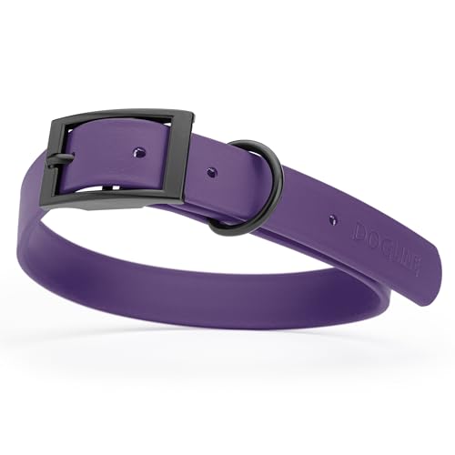 Image of Dogline Biothane Waterproof Dog Collar Strong Coated Nylon Webbing with Black Hardware Odor- Proof for Easy Care Easy to Clean High Performance Fits Small Medium or Large Dogs, Violet Purple