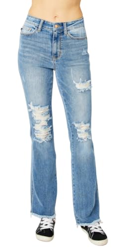 Judy Blue Medium Wash High Waist Destroy Fray Hem Bootcut