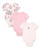 Little Me Clothes for Baby Girls’ 3-Pack 100% Cotton Bodysuits with Full Snap Closures for Easy Dressing, Baby Essentials