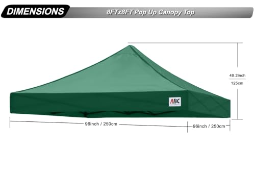 Image of ABCCANOPY Replacement Canopy Top for Pop Up Canopy Tent 8x8 Dark Green