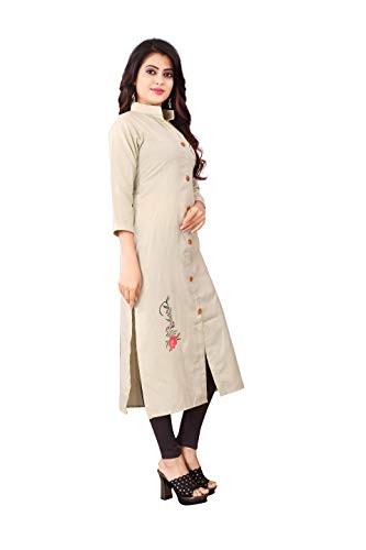Image of OM SAI LATEST CREATION Slub-Rayon Three-Fourth Sleeve Printed A-Line Kurti for Women