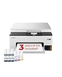Canon MAXIFY GX1050 Wireless Colour 3-in-1 Refillable MegaTank Inkjet Printer - A4 Print, Copy, Scan - Wi-Fi, Cloud Link, Ethernet Connectivity - Home Office Printer, Includes 6 x Ink Bottles