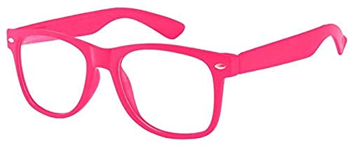 Boolavard Gafas Nerd de Moda para Niños - Falsas para Disfraz de Halloween o Cosplay de 4 a 12 Años, Rosa Encendido
