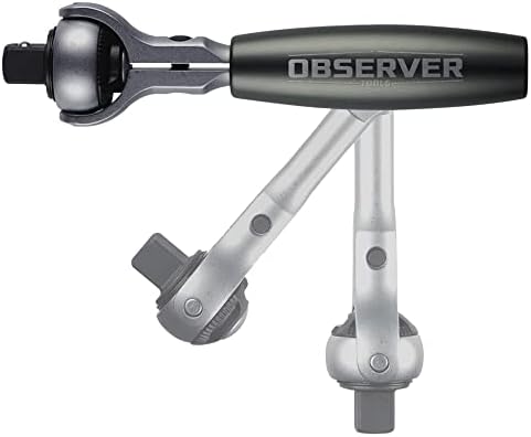 Observer Tools Dual Flex Drive Ratchet for Socket Set Tool Set with 72 Teeth - Rotating Handle and Head, Quick Release, Reversible, Double Flex Wrench SAE, 3/8 INCH