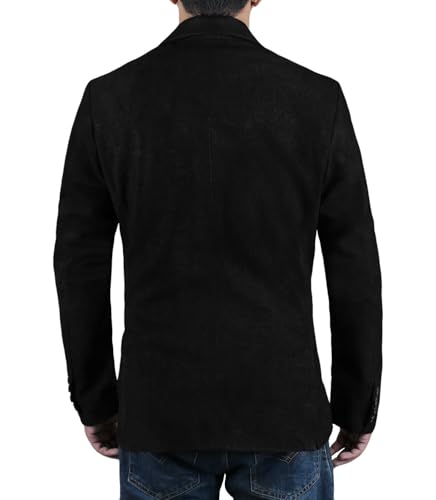 Laverapelle Men's Genuine Lambskin Leather Coat (Black, Blazer Jacket) - 15018302