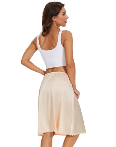 MANCYFIT Women's Half Slips for Under Dresses Slip Skirt Extender Satin Underskirt3
