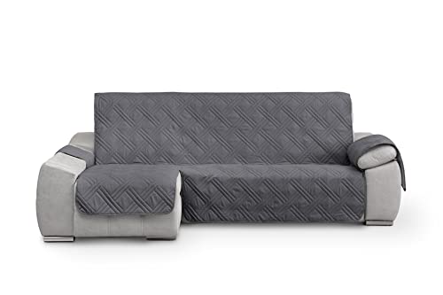 Textilhome - Funda sofá Chaise Longue Izquierdo Luka, Cubre sofá proctector Acolchado Medida 220 cm. Salva Sofa Chaise Long. Color Gris
