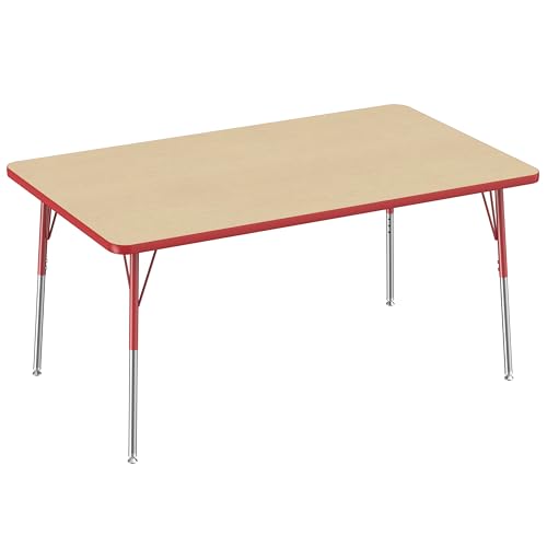 FDP 36" x 60" Rectangle Table with Swivel Glide Legs - Maple/Red