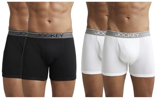 Image of Jockey 8009 Men's Super Combed Cotton Rib Solid Boxer Brief with Ultrasoft Waistband (Pack of 2)