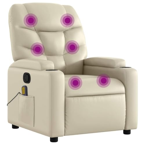 Sillón reclinable crema piel sintética miniatura 1