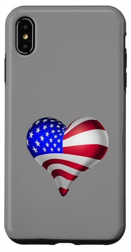 アメリカ国旗 ハート 愛国的なデザイン スマホケース iPhone XS Max 用