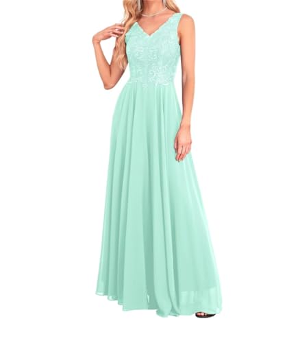 Robe Mère de la Mariée Fluide Masquant les Imperfections en Mousseline Col V