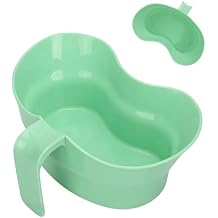 Green Emesis Basin with Handle - Large 880cc Kidney Tray Wash Basin for Elderly, Portable Oral Care Mouthwash Spit Cup, Plastic Puke Bucket Vomit Bowl for Elderly Bedridden Patients