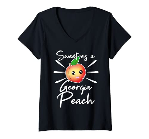 Femme Sweet As A Georgia Peach Home State Souvenir Atlanta Cadeau T-Shirt avec Col en V
