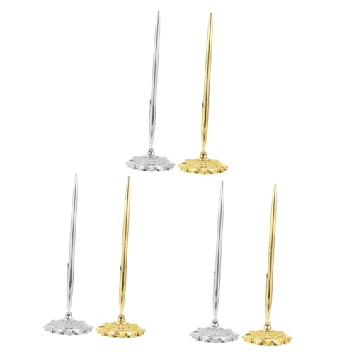 DIYEAH 3 Juegos Pluma De Escribir Despacho Accesorios Decoration De Escritorio Bolígrafo Azul Soporte De Monitor Pluma De Firma De Oficina Delicada Pluma De Negocios Metal 2 Piezas * 3