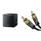 Yamaha NS-SW050 Black 50 W Subwoofer, 28-200 Hz schwarz & KabelDirekt - Cinch Subwoofer Kabel - 3m - (Koaxialkabel geeignet für Verstärker, Stereoanlangen)