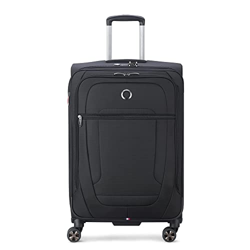 DELSEY PARIS Helium DLX Softside Expandable Luggage with Spinner Wheels, Black, Checked-Medium 25 Inch