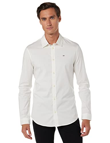 Tommy Jeans Tjm Original Stretch Shirt Dm0dm04405 Camisa, Blanco (Classic White), XL Hombre