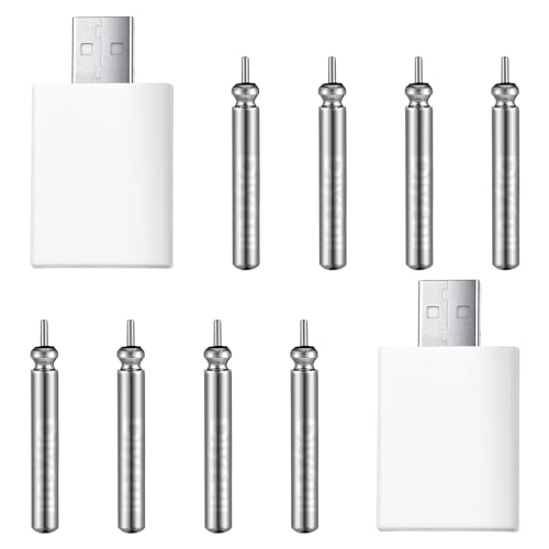 Copkim 8 Pcs Fishing Bobbers Battery Rechargeable and 2 Pcs Float Battery Charger Lighted up Night Bobber Batteries Night Fishing Accessories Tackles(White,Cr425,4 Hole)