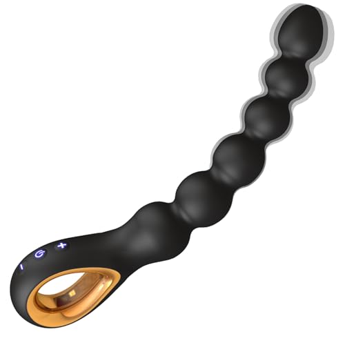 Vibrating Anal Beads Butt Plug, Auknut Rechargeable Flexible Butt Plug Prostate Massager with 10 Vibration Modes Anal Toys, Silicone Anal Beads with Pull Ring Design, Anal Toy for Men Women Couple