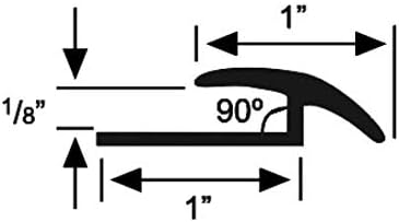 Roppe Vinyl Tile Carpet Joiner Profile #159, Black, 1/8" H X 12' L X 1" W